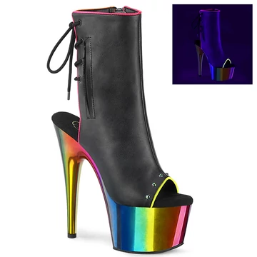 Blk Faux Leather/Rainbow Chrome