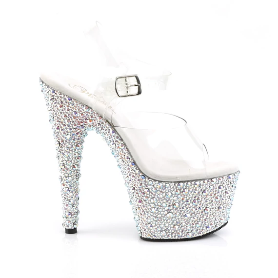 Extra magas sarok és vastag platform részlete strasszköves szandálon – BEJEWELED-708MS