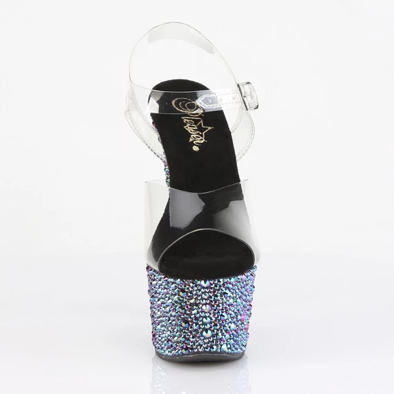 szilikon pántos platform szandál  elölnézetből strasszkövekkel - BEJEWELED-708MS