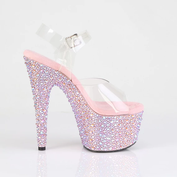 Extra magas sarok és vastag platform részlete strasszköves szandálon – BEJEWELED-708MS