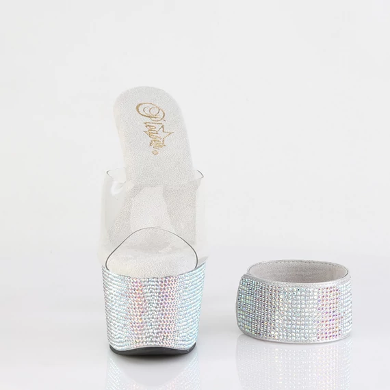 szilikon pántos platform papucs elölnézetből strasszkövekkel - BEJEWELED-712RS