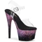 ADORE-708SS - Szilikon pántos szandál holografikus színátmenettel - Fekete lila glitter